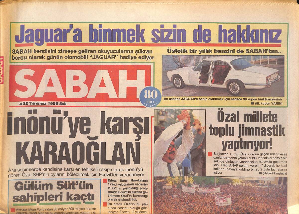 Sabah Gazetesi 22 Temmuz 1986 - İbrahim Tatlıses'i Çileden Çıkartan Fotoğraflar - İnönü'ye Karşı Karaoğlan GZ133043 - 1