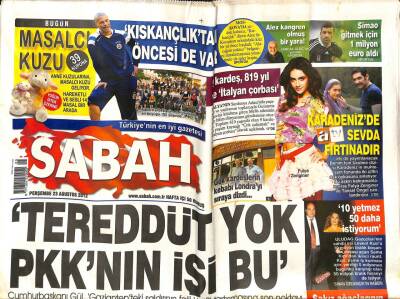 Sabah Gazetesi 23 Ağustos 2012 - The Guardian Şam , Türkiyeyi Müdahaleye Kışkırtıyor - Esadın Ateşi Lübnanı Yaktı GZ98395 - 1