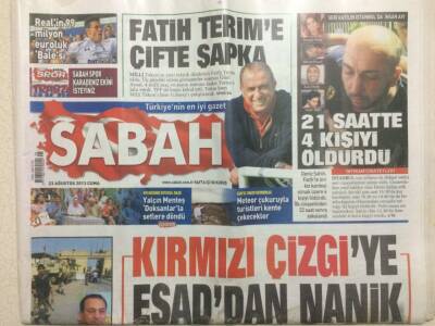 Sabah Gazetesi 23 Ağustos 2013 - Kırmızı Çizgiye Esaddan Nanik GZ29248 - 1
