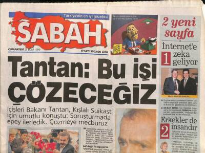 Sabah Gazetesi 23 Ekim 1999 - Groznide Rus Vahşeti 137 Ölü - Yunan Ateşinde Bir Türk Öldü GZ106637 - 1