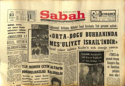 Sabah Gazetesi 23 Haziran 1967 - Makarios Türkleri Kıbrısa Sokmuyor ! GZ77389 - 1