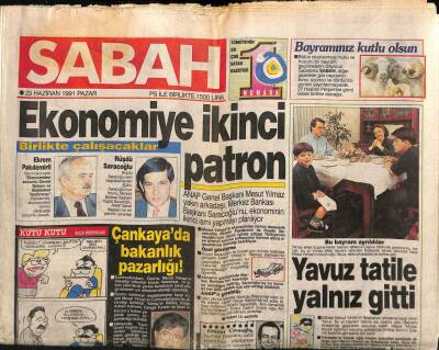 Sabah Gazetesi 23 Haziran 1991 - Çankayada Bakanlık Pazarlığı ! GZ83178 - 1
