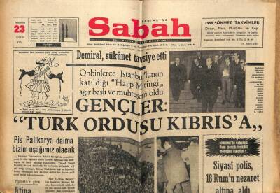 Sabah Gazetesi 23 Kasım 1967 - GençlerTürk Ordusu Kıbrısa GZ64186 - 2