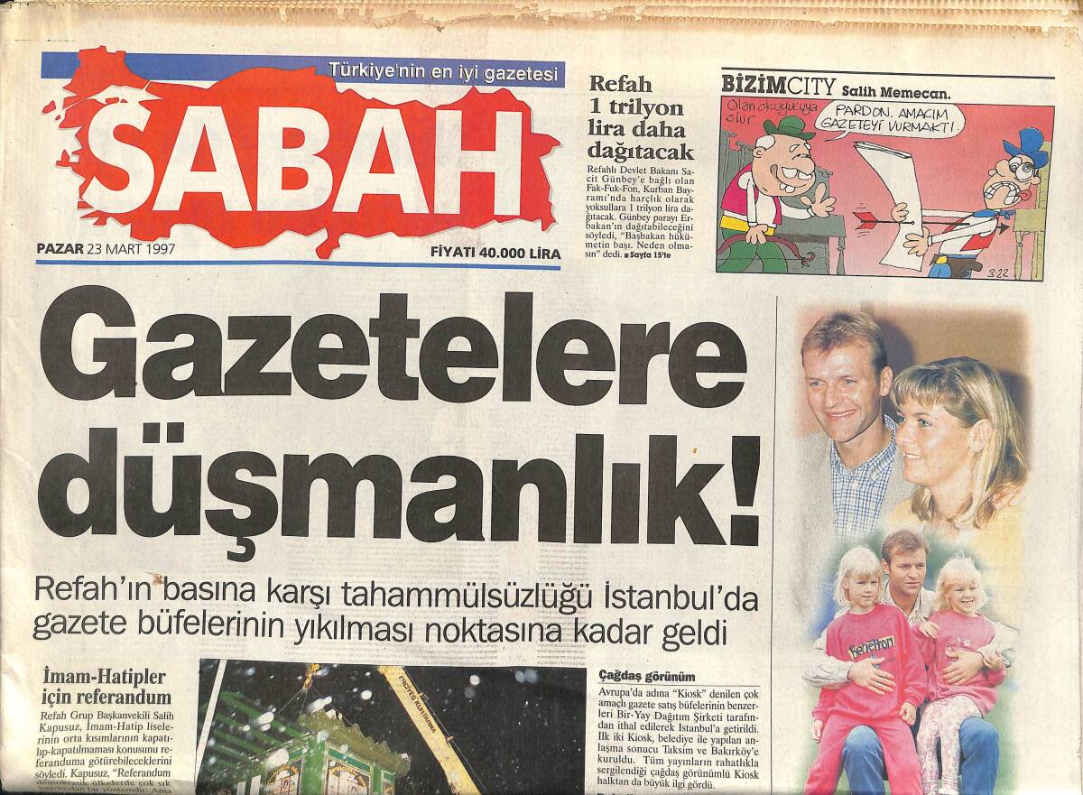 Sabah Gazetesi 23 Mart 1997 - Windows 95 Yerine Memphis Geliyor - İngiltere Bankası : Nazi Altınları Bizde GZ155542 - 1