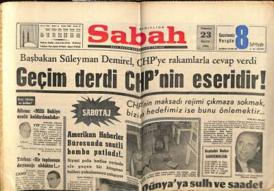 Sabah Gazetesi 23 Mayıs 1966 - Geçim Derdi CHPnin Eseridir GZ63998 - 2