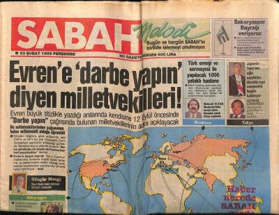 Sabah Gazetesi 23 Şubat 1989 - Evrene Darbe Yapın Diyen Milletvekilleri GZ62883 - 1
