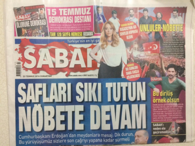 Sabah Gazetesi 23 Temmuz 2016 - Ünlüler Nöbette,Uğur Işılak,Hadise,Rıdvan Dilmen GZ27907 - 1