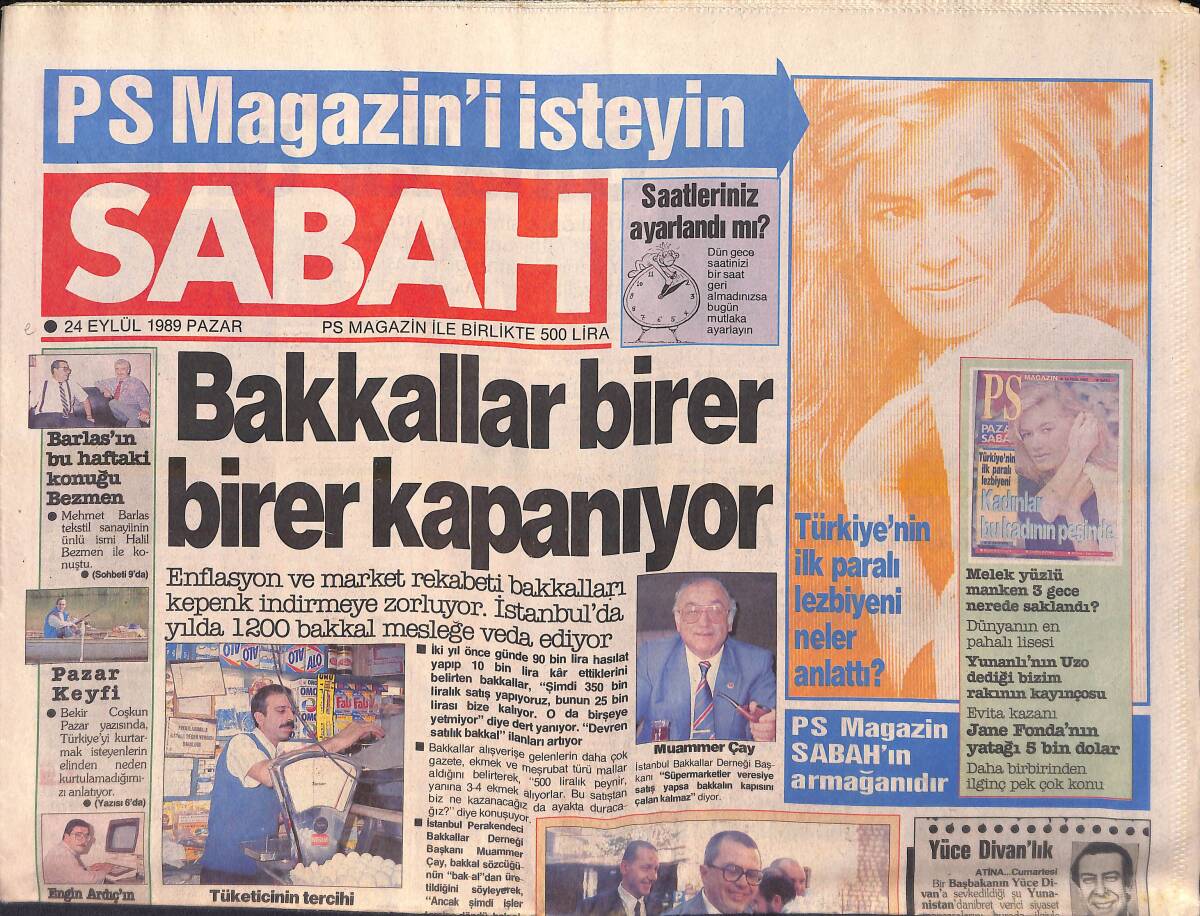 Sabah Gazetesi 24 Eylül 1989 - Galatasaray'da Hasan'dan Hayat Öpücüğü - Enflasyon'dan Bakkallar Birer Birer Kapanıyor GZ155905 - 1