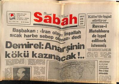 Sabah Gazetesi 24 Kasım 1979 - Demirel Anarşinin Kökü Kazınacak GZ64087 - 1