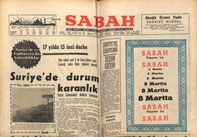 Sabah Gazetesi 24 Şubat 1966 - Suriyede Durum Karanlık 17 Yılda 15inci Darbe GZ64123 - 2