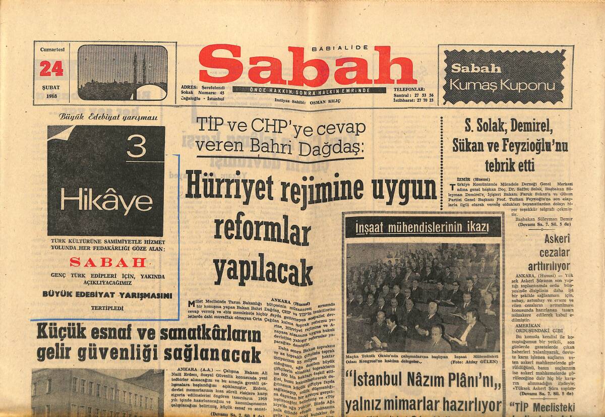 Sabah Gazetesi 24 Şubat 1968 - Bulgar Komünist Partisi Sekreteri Türkiye'ye İltica Etmek İstedi GZ149708 - 1