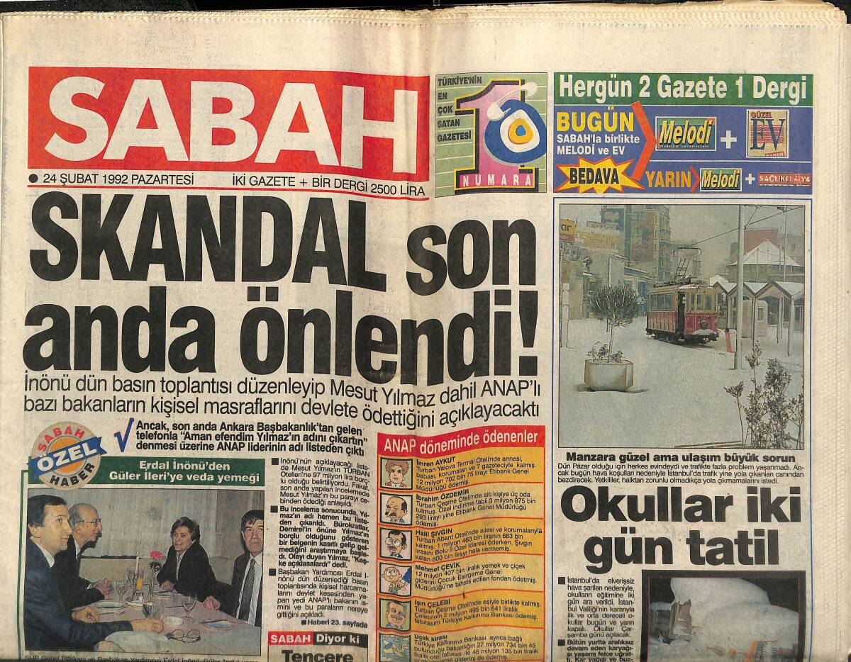 Sabah Gazetesi 24 Şubat 1992 - Gönül Yazar'a Başrol - Hülya Koçyiğit Çin Seddi'nde GZ153295 - 1