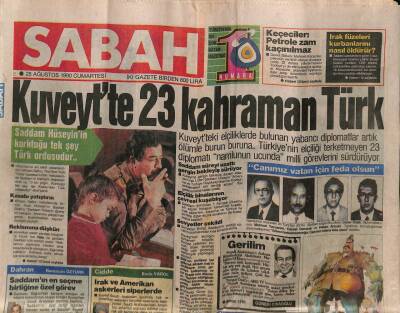 Sabah Gazetesi 25 Ağustos 1990 - Tanklar Trakyadan Güneye Kaydırılıyor GZ81470 - 1