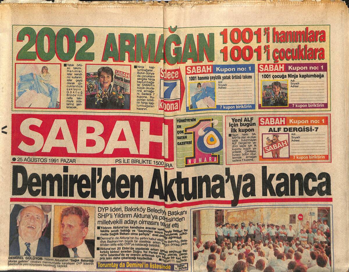 Sabah Gazetesi 25 Ağustos 1991 - İbrahim Tatlıses İngiliz Hayranlarıyla - Tanju Ve Hülya Birbirini Suçladı GZ153288 - 1
