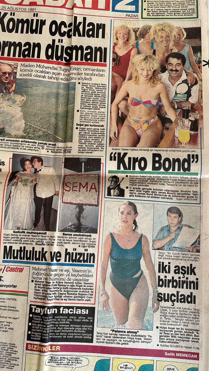 Sabah Gazetesi 25 Ağustos 1991 - İbrahim Tatlıses İngiliz Hayranlarıyla - Tanju Ve Hülya Birbirini Suçladı GZ153288 - 2