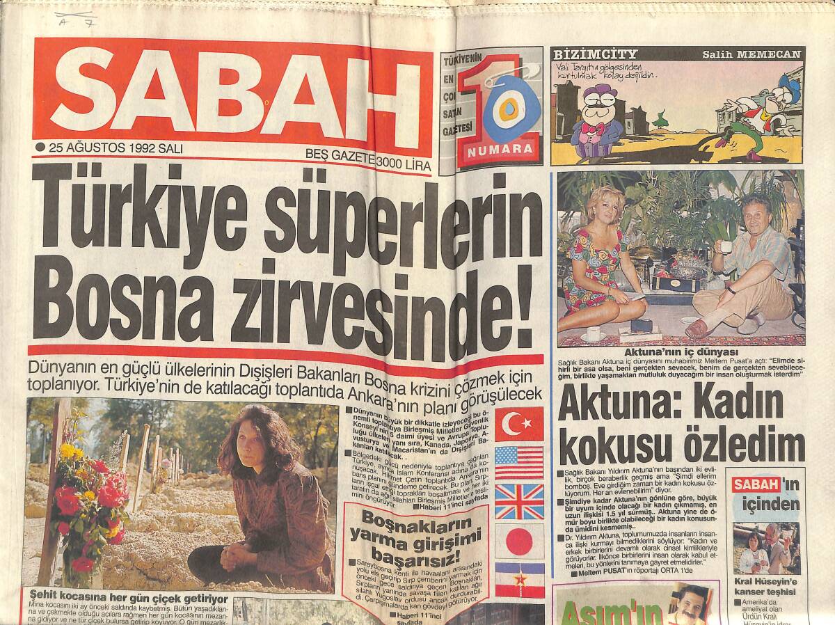 Sabah Gazetesi 25 Ağustos 1992 - Trabzon Havalarda - Aktuna: Kadın Kokusu Özledim GZ153252 - 1