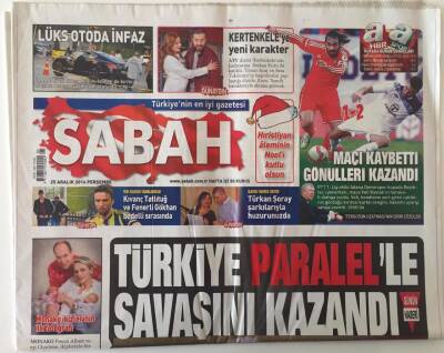 Sabah Gazetesi 25 Aralık 2014 - Türkiye Paralelle Savaşını Kazandı GZ26949 - 1