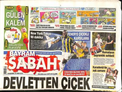 Sabah Gazetesi 25 Ekim 2012 - Fenere Çiçekli Karşılama - Central Parka 100 Milyon Dolar Bağış GZ124590 - 1