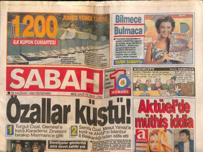Sabah Gazetesi 25 Haziran 1992 - Demirelin Aylık Basın Toplantısı GZ83451 - 1
