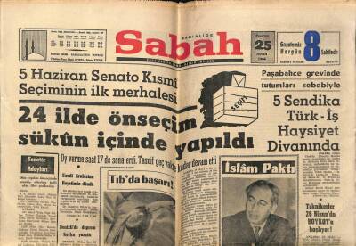 Sabah Gazetesi 25 Nisan 1966 - 24 İlde Önseçim Sükun İçinde Yapıldı GZ63951 - 2