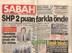 Sabah Gazetesi 25 Ocak 1989 - SHP 2 Puan Farkla Önde GZ62885 - 1
