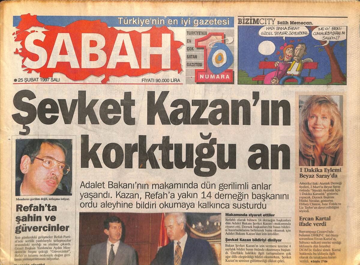 Sabah Gazetesi 25 Şubat 1997 - Şevket Kazan'ın Korktuğu An - Hakan Şükür Sitem Etti GZ155547 - 1