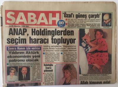 Sabah Gazetesi 26 Ağustos 1986 - Anap Holdinglerden Seçim Haracı Topluyor GZ20930 - 1