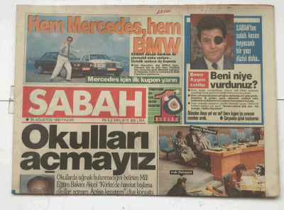 Sabah Gazetesi 26 Ağustos 1990 - Serpil Çakmaklı ile Sevim Egesoy un Savaş Korkusu GZ7525 - 1