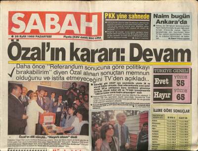 Sabah Gazetesi 26 Eylül 1988 - Deniz Baykal Kızı Aslı İle GZ61514 - 1