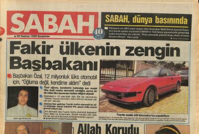 Sabah Gazetesi 26 Haziran 1985 - Bülent Ersoyun İfadesini Aldılar - Fakir Ülkenin Zengin Başbakanı Özal GZ127151 - 1