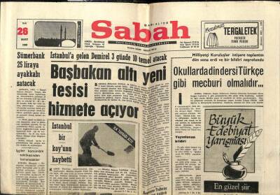 Sabah Gazetesi 26 Mart 1968 - Kıbrıs Türkleri Savunma Tedbirlerini Gevşetmeyecek GZ63968 - 1