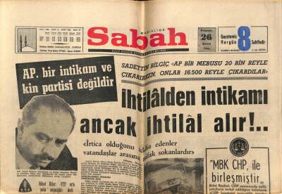 Sabah Gazetesi 26 Mayıs 1966 - İhtilalden İntikamı Ancak İhtilal Alır GZ64001 - 1