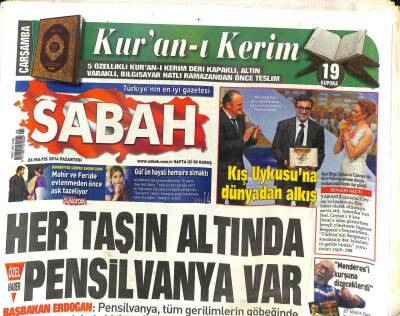 Sabah Gazetesi 26 Mayıs 2014 - Erdoğandan Yılmaz Ve Kurtun Ailelerine Taziye Polislere Geçmiş Olsun - Gökçeadadan Sonra Saros GZ98459 - 1