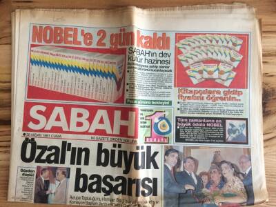 Sabah Gazetesi 26 Nisan 1991 - Tüm Zamanların En Büyük Ödülü Nobel GZ72897 - 1