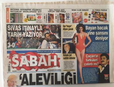 Sabah Gazetesi 26 Nisan 2009 - Başbakan Aleviliği Sen Yaz Dedi İzzettin Doğan GZ26955 - 1