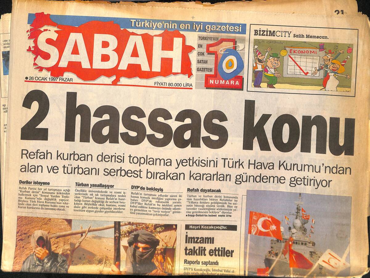 Sabah Gazetesi 26 Ocak 1997 - Ennis Cosby'nin Katilini Bulana 50 Bin Dolar - Kıbrıs'ta Filomuza Coşkulu Karşılama GZ155452 - 1