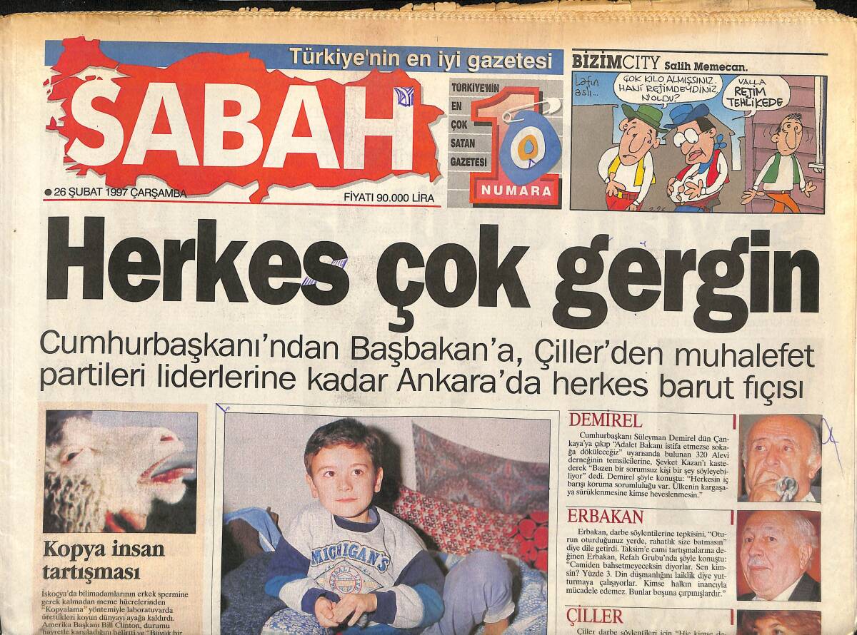 Sabah Gazetesi 26 Şubat 1997 - Uche'yi Üç Takım İstiyor - Kopya İnsan Tartışması GZ155548 - 1