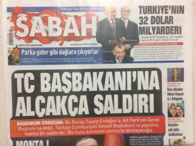 Sabah Gazetesi 26 Şubat 2014 - Tc Başbakanına Alçakça Saldırı GZ27970 - 1