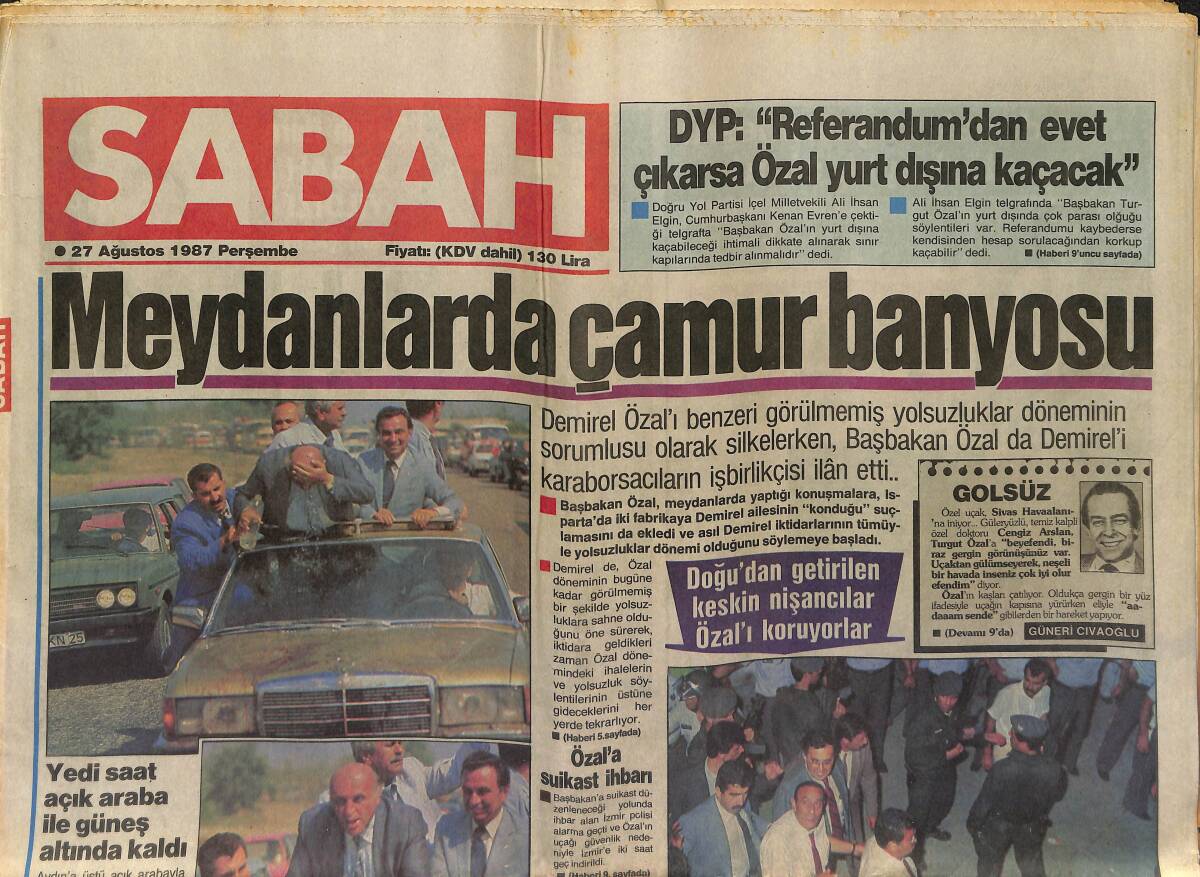 Sabah Gazetesi 27 Ağustos 1987 - Bahar Öztan'a Gizli Çekim - Sultan'dan Annelere Öğüt - Fuarın Kralı İbrahim Tatlıses GZ153266 - 1