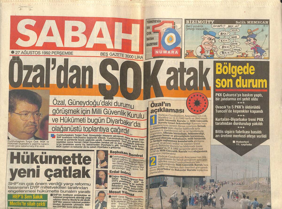 Sabah Gazetesi 27 Ağustos 1992 - Michael Jackson Yolun Sonunda Mı - Serçe'nin Aşkı Bitti GZ153297 - 1