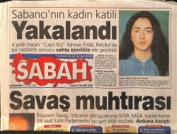Sabah Gazetesi 27 Ekim 1999 - Sabancı'nın Kadın Katili Fehriye Erdal Yakalandı - Mermerci Ailesinde Miras Kavgası GZ158096 - Gökçekoleksiyon
