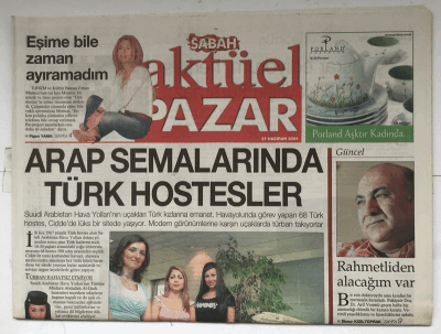 Sabah Gazetesi 27 Haziran 2004 Aktüel Pazar Eki - Arap Semalarında Türk Hostesler GZ5556 - 2