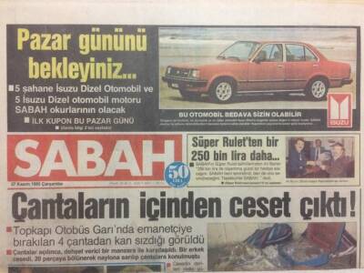 Sabah Gazetesi 27 Kasım 1985 - Çantaların İçinden Ceset Çıktı GZ34015 - 1