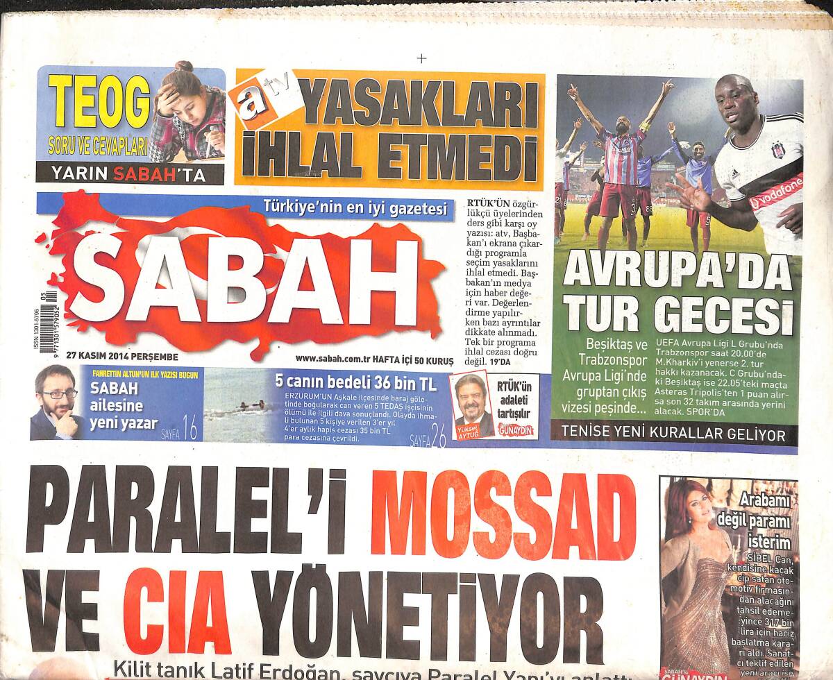 Sabah Gazetesi 27 Kasım 2014 - Avrupa'da Tur Gecesi - Sibel Can: Arabamı Değil Paramı İsterim! GZ136851 - 1