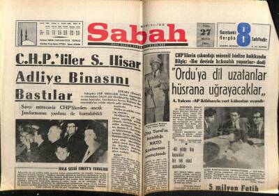 Sabah Gazetesi 27 Mayıs 1966 - CHPliler Seferihisar Adliye Binasını Bastı GZ64002 - 2