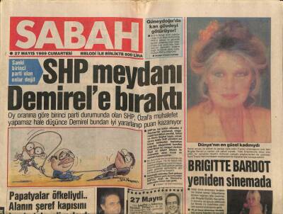 Sabah Gazetesi 27 Mayıs 1989 - SHP Meydanı Demirele Bıraktı GZ89073 - 1