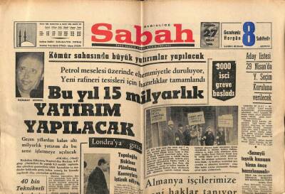 Sabah Gazetesi 27 Nisan 1966 - Bu Yıl 15 Milyarlık Yatırım Yapılacak GZ63952 - 2