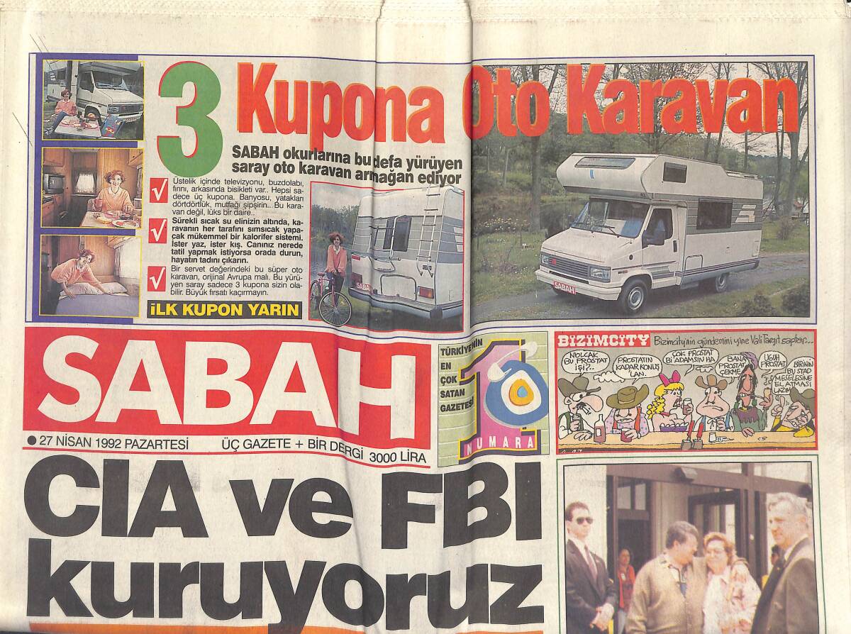 Sabah Gazetesi 27 Nisan 1992 - Hülya Avşar'a Altın - Fenerbahçe The End GZ153255 - 1