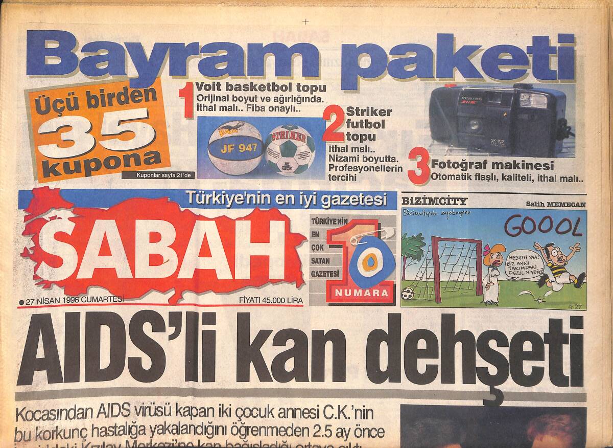 Sabah Gazetesi 27 Nisan 1996 - Tansu Çiller : Bir Daire Daha Aldık - İsrail Elçisinin Güzel Koruması GZ155488 - 1
