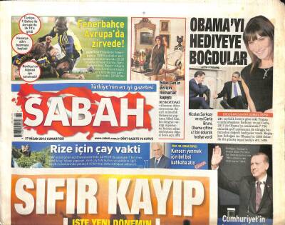 Sabah Gazetesi 27 Nisan 2013 - Fazıl Say Davası Sil Baştan - İlk Yerli Mini Uydu Uzaya Fırlatıldı GZ98389 - 1